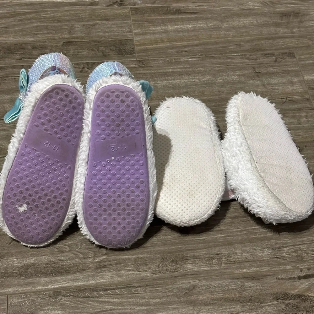 Girls’ Slippers Bundle Frozen Olaf‎ Unicorn Fuzzy Toddler Little Kids size 11
